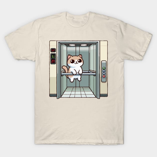 Cat Using Elevator T-Shirt by MoDesigns22 